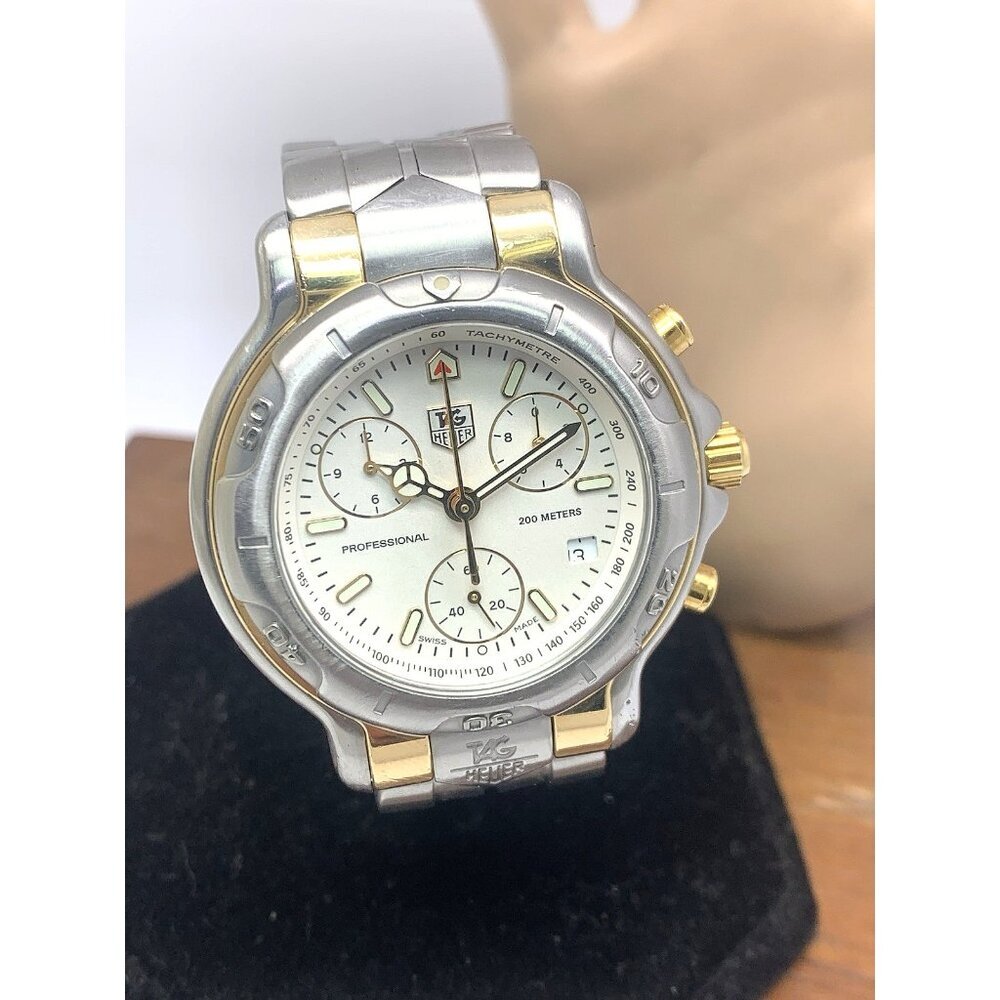 Tag Heuer Men's Watch CH1150-0 Swiss Quartz Chronograph 18k Yellow Gold Steel
